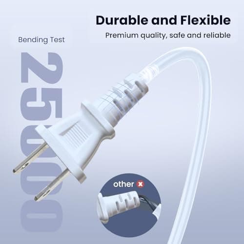 2 Pack 15 FT Two Prong Extension Cord 18 AWG 10A/125V US AC Male-Female Flat Thin Slim Polarized Single Plug Appliance Cord for TV Christmas Indoor Electric Power Extension Cable White 15 Feet 4.5M - Thumbnail 3