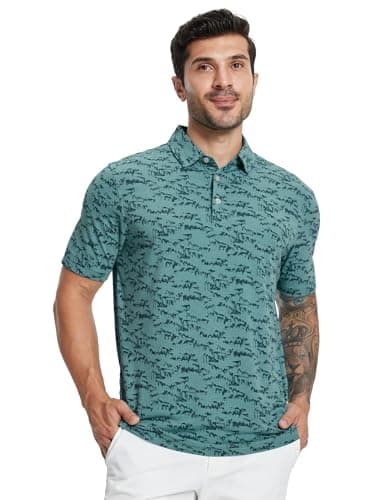 M MAELREG Polo Shirts for Men Collared Casual Print Lightweight Moisture Wicking Dry Fit Summer Golf Polos for Men - Thumbnail 2