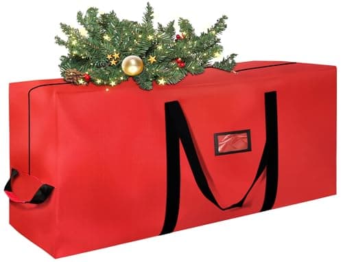 Christmas Tree Storage Bag 7.5 Ft, Durable Heavy Duty Tree Bags for Storage with Reinforced Handles, Waterproof Christmas Tree Storage Box, Dual Zippers, Wide Opening Red