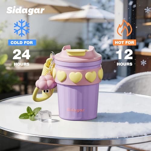 SDGA+ 12 oz Travel Coffee Mug Spill Proof Leak Proof, Stainless Steel Thermal Coffee Cup with Lid, Resuable Cup for Hot and Cold, Portable Tumbler for Women, Lavender Honey - Thumbnail 5