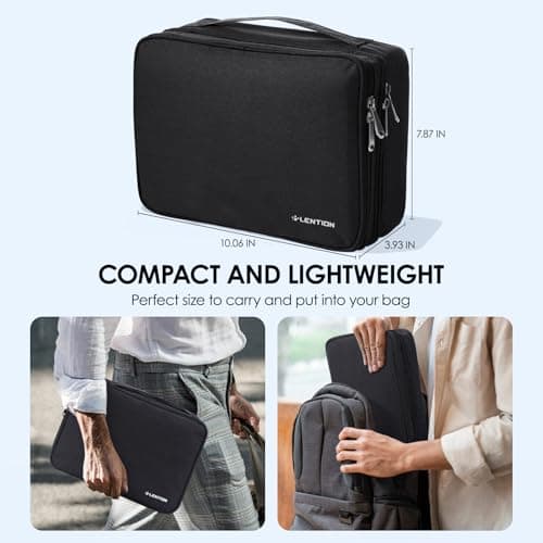 LENTION Cable Electronics Organizer Bag Pouch, Travel Cord Organizer Carry Case Waterproof Double Layers All-in-One Storage Bag Carrying for Cable, AirPods, Charger, Power Bank, Earphone Black - Thumbnail 6