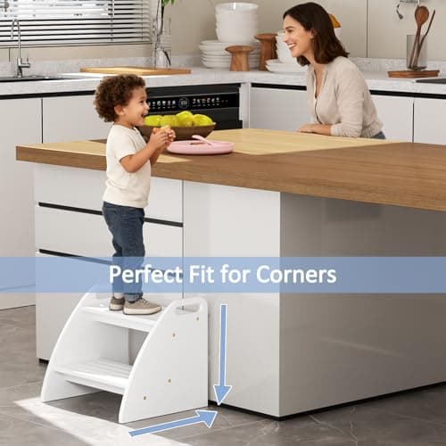 Step Stool, Two Stepping Stool 300lbs Capacity, with Non-Slip Handles and Pads,Bamboo Step Stool for Bathroom Sink, Perfect Natural Wooden Step Stool for Kitchen - Thumbnail 6