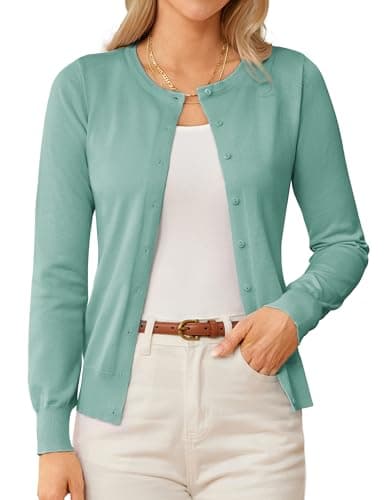 GRACE KARIN Womens Blue Cardigan Sweaters Trendy Summer Lightweight Cardigans for Women Shrug Outfits Clothes S - Image 1
