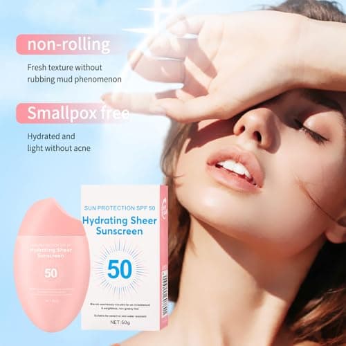 Sunscreen SPF 50+ 50g, Hydrating Sheer Face Sunscreen, Waterproof & Lightweight Water Gel, Non-Greasy, No White Cast, for Sensitive Skin Daily Use - Thumbnail 2