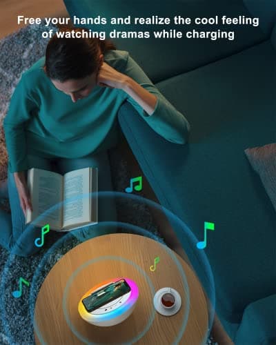 SIDVAR Bluetooth Speaker Night Lightsr,Wireless Charging Modern Speaker,Best Teenage Birthday Gift Ideas Tween Girls Gifts（10W Wireless Charging） - Thumbnail 3