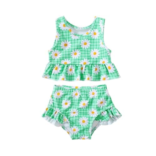 YWFSHOP Baby Swimsuit Girl Two Piece Bathing Suit Ruffle Tankini Set Toddler Girls Summer Sleeveless Beach Swimwear 1-7Y - Image 1