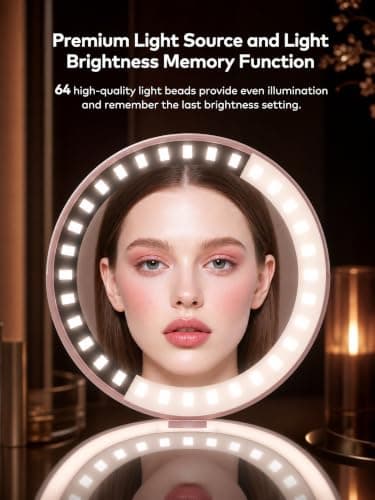 llano Compact Mirror, Lighted Travel Makeup Mirror with 1X/2X Magnifying Double Sided Dimmable Portable Pocket Mirror for Handbag and Pocket,Foldable Compact Mirror 3.6"L x 0.8"W, USB Charging (Pink) - Thumbnail 4