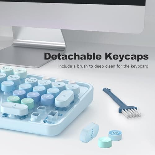 Atelus Large Print Keyboard, USB Wired Computer Keyboard with Retro Keycaps, Numeric Keypad and Media Hotkey for Office Desktop PC Laptop and Windows 7 8 10 11 (Blue Colorful) - Thumbnail 6