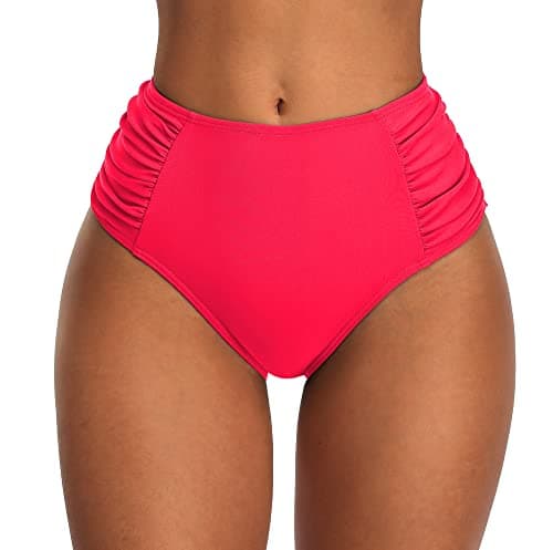 beautyin Women's Bikini Bottom Bathing Suit Blue Swim Bottom Ruched Swimwear - Image 1