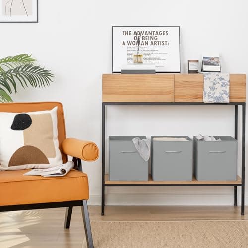 StorageWorks Gray Storage Cubes, 11 Inch Cube Storage Bins with Handle, Cube Storage Organizer Bins for Shelves and Closet, Collapsible Storage Bins, 4-Pack - Thumbnail 6