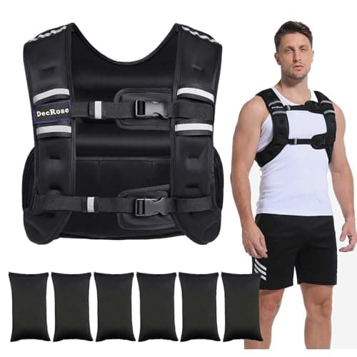 Adjustable Weighted Vest for Men, DecRose 6lb/8lb/10lb/12lb/15lb/18lb Women with Reflective Stripe Weight Vests Adjustable for Workout,Strength Training, Muscle Building, Running, Fitness, Weight Loss - Image 1
