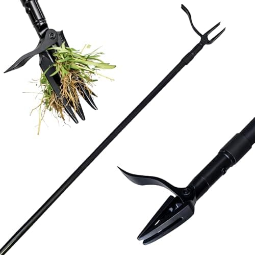 Vornilo All Black Stand Up Weed Puller 53 Inch Manual Weed Remover Tool Heavy Duty Metal Long Handle Root Removal Weeder with Reinforced Claw and Three Section Steel Shaft for Garden Lawn Yard Use - Image 1