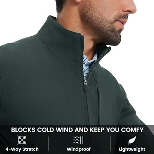 MAELREG Men's Lightweight Softshell Jackets Stand Collar Windbreaker Full Zip Up Coat with Pockets Outdoor Casual - Thumbnail 5