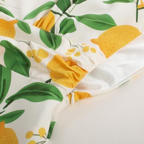 Lemon Floral 2026 Summer Sleeveless Sun Dresses Sweatheart Neck 1950s Vintage Retro Homecoming Graduation Dress Medium - Thumbnail 4