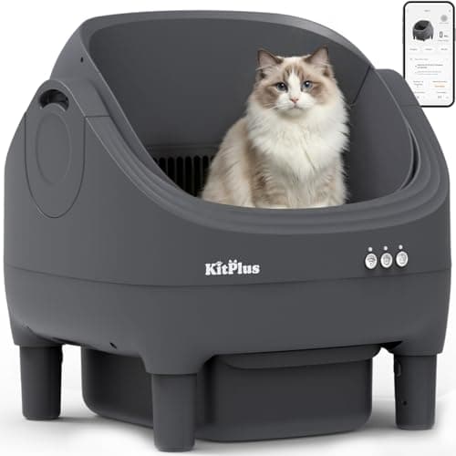 Self Cleaning Litter Box, Automatic Cat Litter Box-APP Control, Open-Design Electric Litter Box, Safety Anti-Pinch, Odor-Free Waste Disposal Includes Trash Bags, Suitable for Multiple Cats, Grey - Image 1