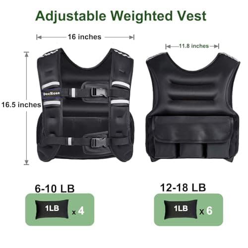 Adjustable Weighted Vest for Men, DecRose 6lb/8lb/10lb/12lb/15lb/18lb Women with Reflective Stripe Weight Vests Adjustable for Workout,Strength Training, Muscle Building, Running, Fitness, Weight Loss - Thumbnail 5