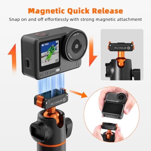 Tripod for DJI Osmo Nano/Osmo Action 6, 55” Magnetic Quick Release Selfie Stick Extension Rod Table Desk Portable Handle Grip Stand with Cold Shoe for DJI Osmo Nano/Action 6 Accessories - Thumbnail 2