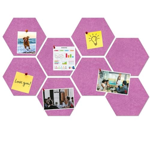 HULAVO Large Hexagon Felt Cork Board Tiles, Self Adhesive DIY Felt Bulletin Board Pin Board with 35 Pushpins for Office School Home Wall Decor Stickers Memos Photos Display(Light Purple) - Image 1