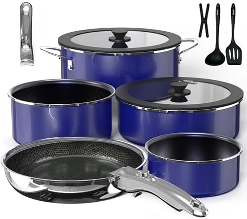 Pro DUXANO 12PC Pots and Pans Set&Hybrid 3-Ply Stainless Steel Skillet, High Heat Sear&Fry, 2-Layer Ceramic Nonstick Induction Cookware, 9H Scratch-Resistant&Anti-Warp,PFAS Free,All Cooktop/Dishwasher - Image 1