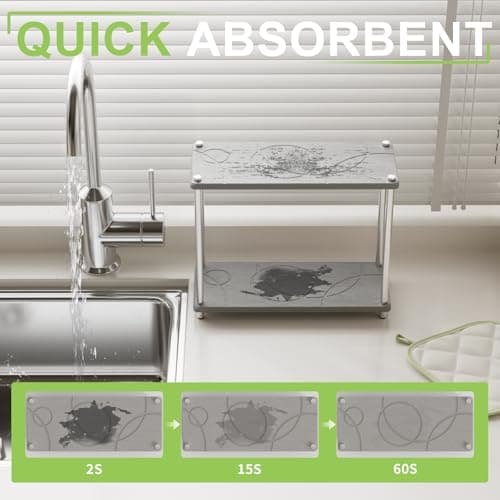 Bathroom Countertop Organizer Water Absorbing Stone Bathroom Organizer 2 Tier Skincare Organizer with Perfume & Makeup - Thumbnail 5