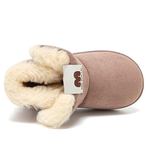 KEESKY Snow Boots for Baby Boys Toddler Size 6 Chestnut Suede Fur Lined Winter Warm Kids Footwear Shoes - Thumbnail 4