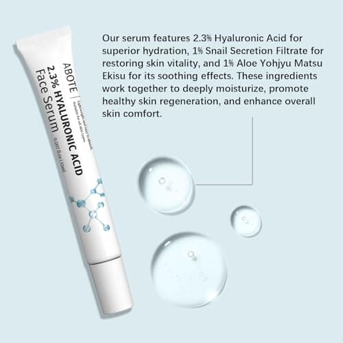 2.3% Hyaluronic Acid Serum for Face with 1% Snail Secretion Filtrate Deep Moisturizing Anti-Aging Anti-Wrinkle (3Pack-Each 15g) - Thumbnail 6