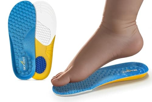 Skyfoot Shoe Insoles for Kids Worn Down Inserts Replacement, Comfy, Breathable, Cut to Fit Sturdy Shoe Soles for Child Sneakers (Blue - 2 Pairs, Little Kids: 13-3)