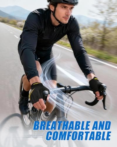 Cycling Gloves for Men/Women Bike Gloves -[6MM Gel Pad] Half Finger with Shock-Absorbing, Anti-Slip for Cycling, Workout, Gym, Training, Weight Lifting, Outdoor, Dirt Bike, Mountain Bike, Riding,Gym - Thumbnail 2