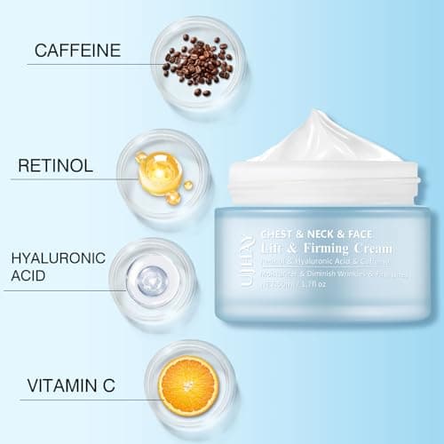 UJhay Retinol Neck Cream, Hyaluronic Acid and Caffeine Enriched Neck Firming Cream to Minimize Fine Lines & Dullness - 3-in-1 Moisturizing Cream for Neck, Chest and Face (50 ml/1.7 oz) - Thumbnail 2