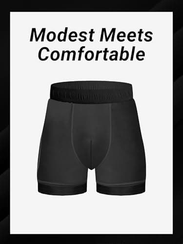 Arcweg Mens Swimming Trunks 2 in 1 with Boxer Liner 5.5" Quick Dry Swimwear Bathing Suit Swim Shorts with Zipper Pockets Black - Thumbnail 5