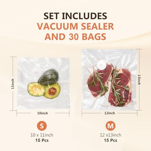 Kayiant Vacuum Sealer For Food (Compact Vacuum Sealers+30 Reusable Vacuum Bags), Powerful Handheld Vacuum Sealer for 10X Preservation & Fresh - Thumbnail 6