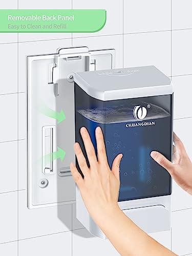 Hand Soap Dispenser Wall Mounted, 34oz (1000mL) Commercial Manual Refillable Liquid Soap Dispenser-White, CHUANGDIAN - Thumbnail 5