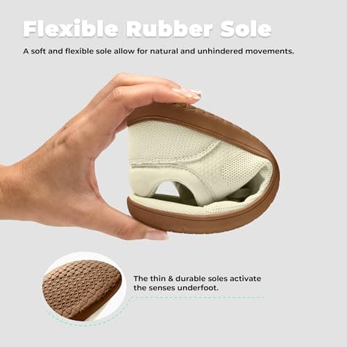 Womens Minimalist Barefoot Shoes Zero Drop Wide Toe Box Shoes Lightweight Casual Fashion Sneakers for Women(Ivory,6.0) - Thumbnail 5