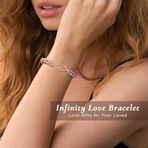 Sistble Girlfriend Bracelets Gifts, Birthday Gifts for Girlfriend Bracelet Infinity Heart Bracelet Jasper Beaded Bracelets for Women Love You Gift Christmas Stocking Stuffers Jewelry - Thumbnail 2