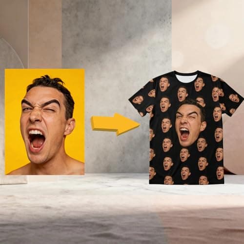 Personalized Prank Photo Customized T-Shirt - Customized Clothing Featuring Your Photo | Suitable for Parties, Gatherings, as a Surprise Appearance Black - Thumbnail 3