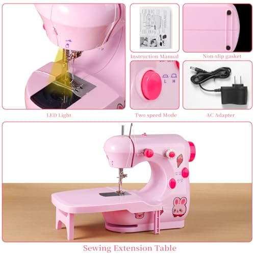 Mini Sewing Machine for Beginners First: Small Easy Sewing Machines Portable Simple for Beginning with Extension Table - Thumbnail 2