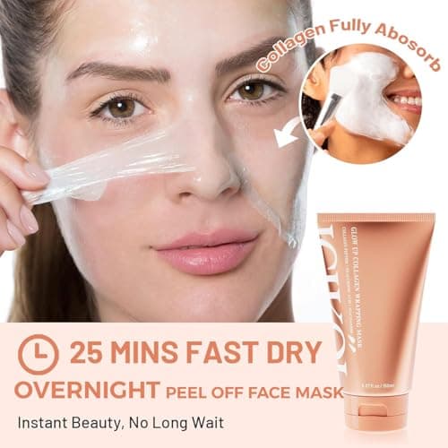 ICIKOL Collagen Peptides Night Wrapping Face Mask 5.07 oz – Overnight Peel-Off Face Mask with Hyaluronic Acid & Vitamin E – Hydrating & Elasticity Korean Skincare for Glass Skin Radiance - Thumbnail 5