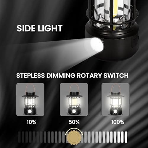 Led Camping Lantern 2 Pack, 1000LM, Solar Lantern Rechargeable Camping Lights with Side Flashlights for Emergencies, IPX5 Waterproof Portable led Lanterns for Power Outages,USB C Cable Included - Thumbnail 3