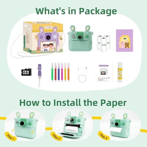 ORGSTA Kids Instant Print Camera for Boys and Girls 1080P HD Toddler Digital Camera with 3 Rolls Print Paper&32G Card, Christmas Birthday Gift Toys for Age 3-16 Kids Portable Travel Digital Camera Toy - Thumbnail 3