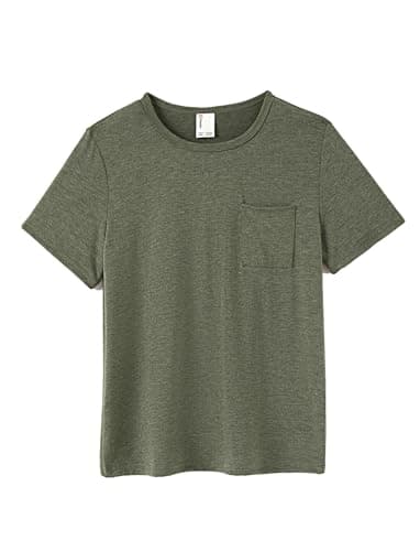 PATPAT Boys Short Sleeve T Shirts Size 7-8 Years Army Green Crewneck Summer Shirt Casual Basic Tops Tees with Chest Pocket for Little Boy - Image 1