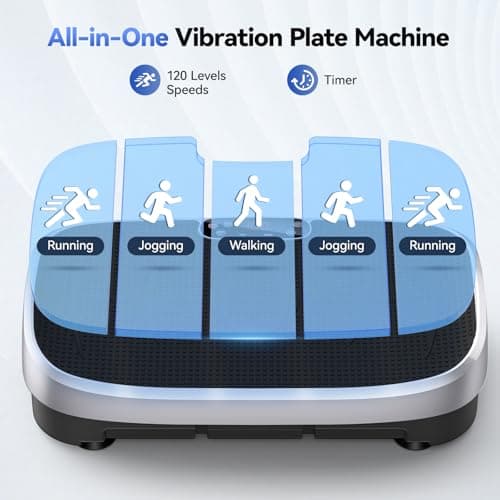 HTM Curved Vibration Plate Exercise Machine, Whole Body Shake Plate with 150W Motor & Resistance Band, 330lbs Weight Capacity, 120 Speeds, Low Noise Vibration Board for Weight Loss, Home Fitness - Thumbnail 2