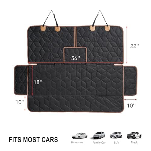 Petiza Dog Car Seat Cover for Back Seat, Heavy-Duty Non-Slip Waterproof Car Bench Protector for Pets,Compatible with Middle Armrests ，Dog Seat Cover Universal for Cars Trucks and SUVs - Thumbnail 5