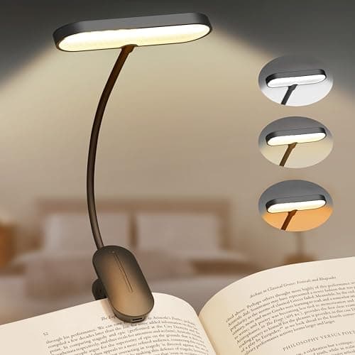 TOKXTIK Book Light for Reading at Night,3 Color Modes & Stepless Dimming Book Light for Reading in Bed,Rechargeable Clip on Light for Book Lovers,14 LEDs & 80 Hrs Lightweight Reading Light