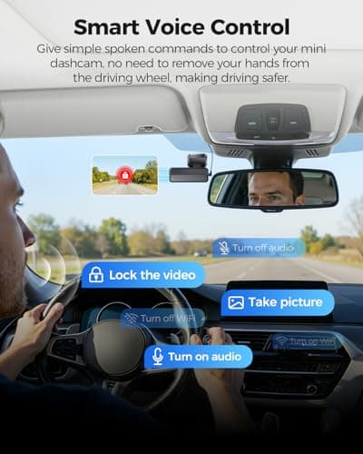 AZDOME 4K Dash Cam Front, Voice Control Dash Camera for Cars, WiFi 6 Mini Dashcam with APP Live Chat Support, Car Camera, Loop Recording, G-Sensor, 24H Parking Mode, Support 256GB Max Easy to Install - Thumbnail 3