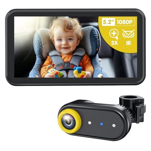 Luckview BM2A Baby Car Camera, Night Vision & 5.2" 1080P Display for Rear-Facing Car Seats, Easy No-Damage Install, Patented Anti-Shake Mount – Ideal for Parents and Pet Owners - Image 1