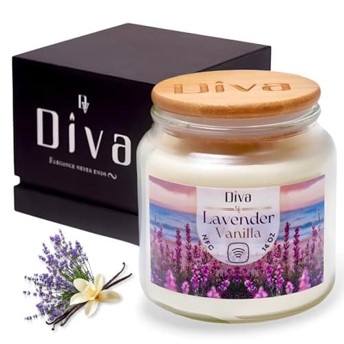 DV DIVA Lavender Vanilla Scented Soy Wax Candle Gift 14oz Anniversary, Valentine & Birthday Gift Luxury Large Candle with Hidden NFC Love Message Soft Fragrance for Home Decor & Relaxing Ambiance