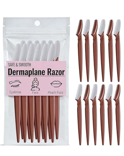 Dermaplane razor for Women – Gentle face razors for women & eyebrow razor Kit for Peach Fuzz Removal, Safe Protective Blade, Painless Facial Hair Remover & Exfoliating Tool, Pink,12-Pack - Image 1