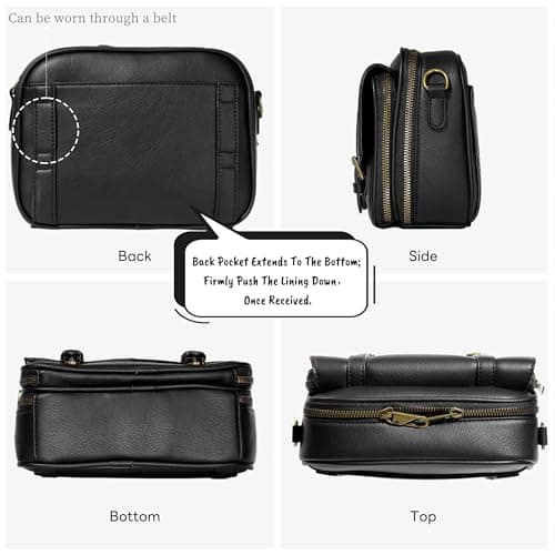 buyborgood Anti Theft RFID Blocking Small Leather Crossbody Bag For Women Travel Purse With Built In Wallet Messenger Bag, Vintage Black - Thumbnail 3
