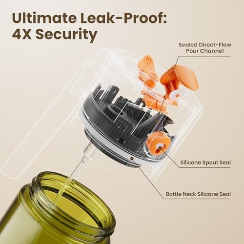 LUKUMIQI 2 in 1 Oil Sprayer for Cooking, 17oz Light-Blocking Glass Spray Bottle with Stickers, Oil Dispenser for Salad, Air Fryer & BBQ - Thumbnail 4