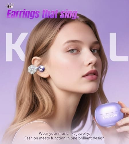 King Lucky i21 Open Ear Clip On Earbuds Wireless Bluetooth Ear Clip Headphones with Mic,Noise Cancelling, Waterproof IPX4,for Small Ears,Perfect for Running,Sports,and Glasses Wearers (07-Violet) - Thumbnail 2